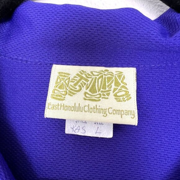 East Honolulu Clothing Company Mens Large Purple Ulu Printed Aloha Shirt - Picture 4 of 7